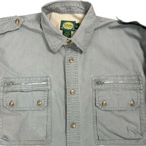 Cabela's Men's Outdoor Utility Shirt Size L Gray 100% Cotton Canvas Workwear